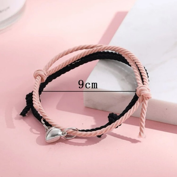 2 pcs Couple Magnetic Heart Charm Bracelet Set Adjustable - Picture 4 of 10